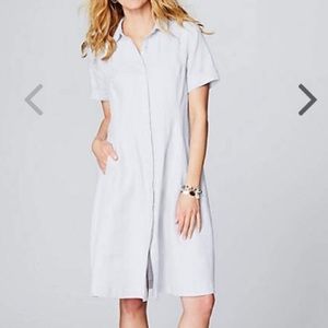 J.jill linen button front shirt dress medium white